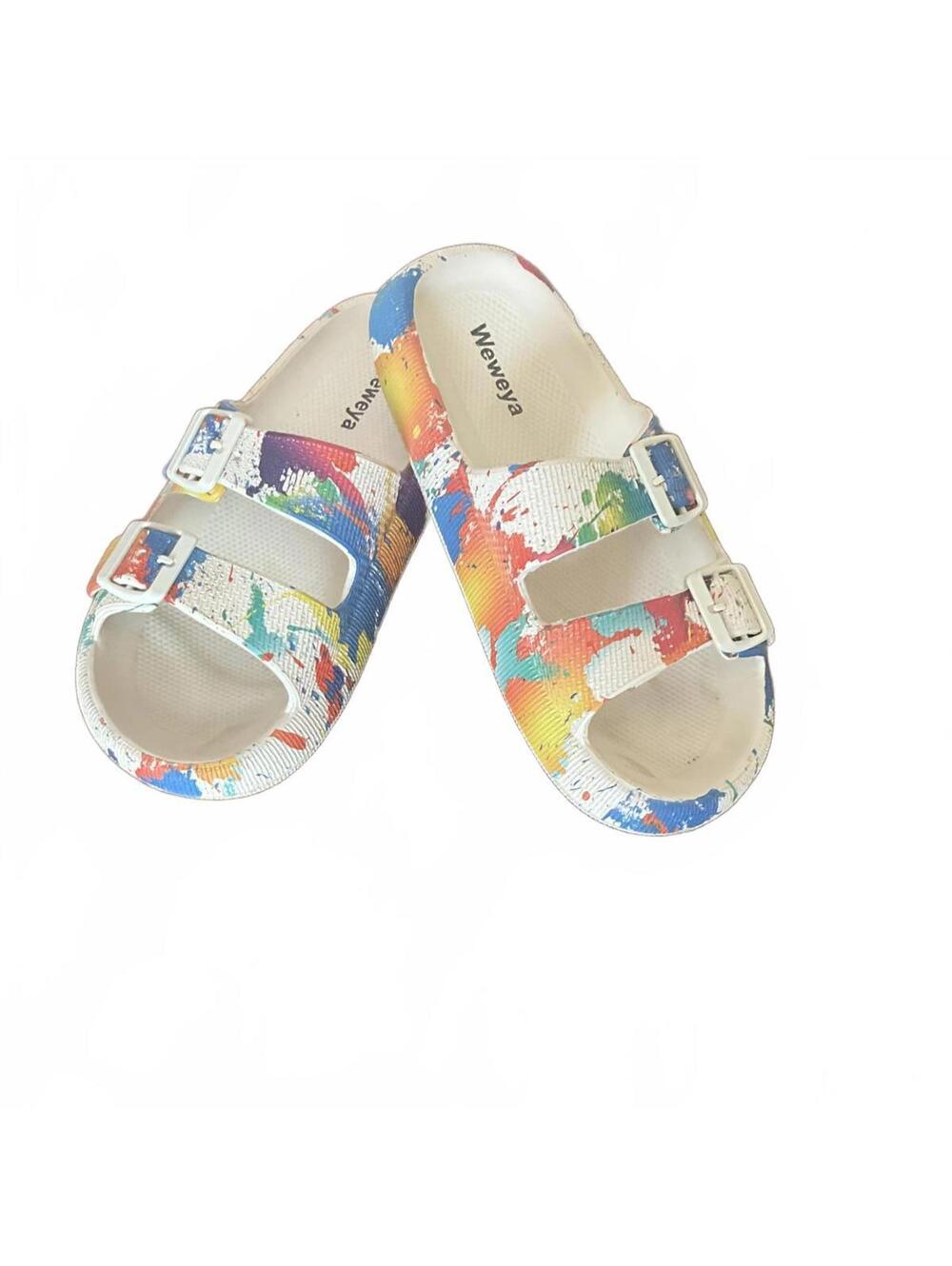 Multicolor platform slide sandals 10